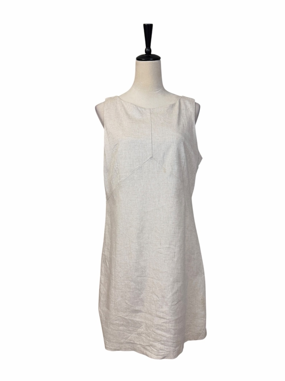 Banana Republic Sheath Dress Size M Linen Blend Sleeveless Lined Beige Minimalis